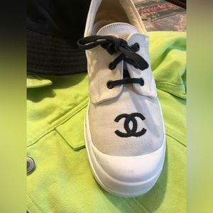 Chanel canvas lace shoes
